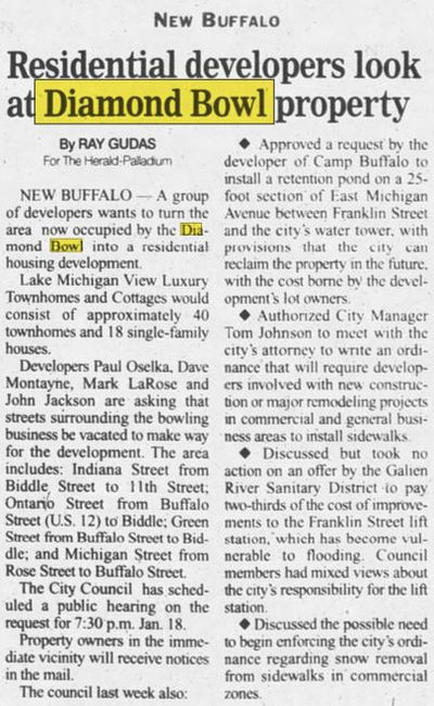 Theos Lanes (Diamond Bowl) - Dec 2004 Redevelopment Article